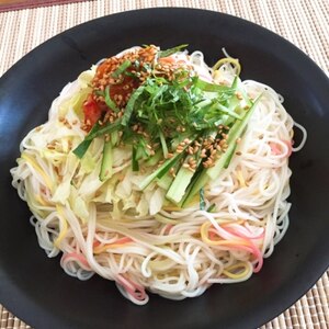 ❤胡瓜とキムチと大葉のサラダ素麺❤